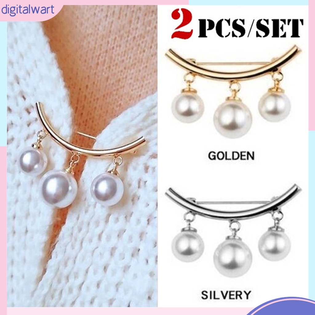 Set 2 Ghim Cài Áo Đính Ngọc Trai Nhân Tạo Thời Trang