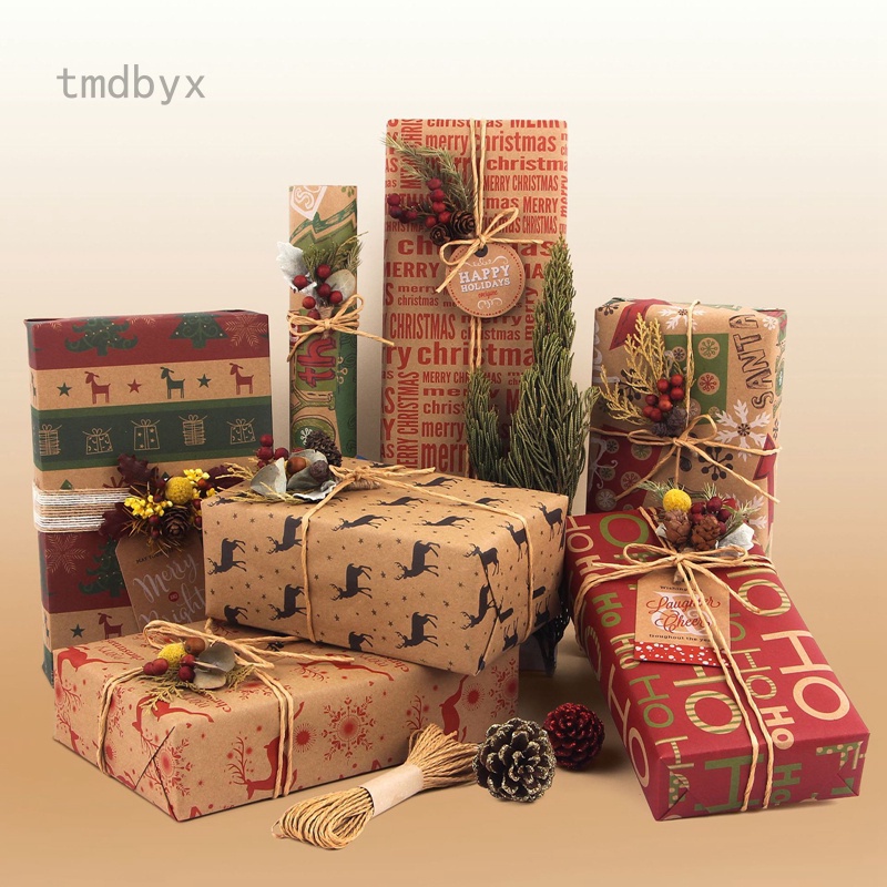 Tmdbyx Cuộn giấy gói quà trang trí giáng sinh 70*50cm