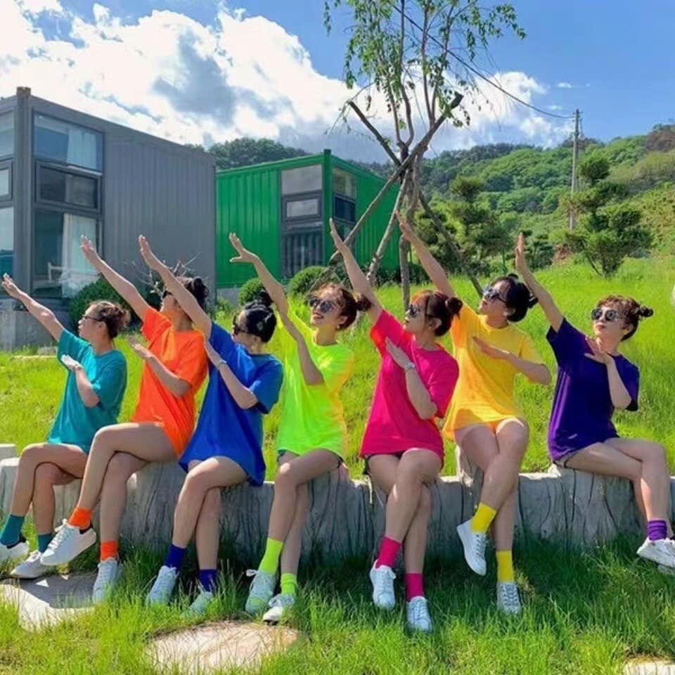 Tất sắc màu cổ cao chất mịn đẹp mix đồ đội nhóm đi du lịch cực xinh, chất