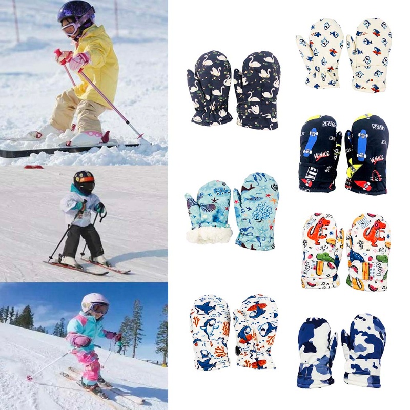 Găng Tay Giữ Ấm Chống Thấm Nước Họa Tiết Động Vật Hoạt Hình Cho Bé