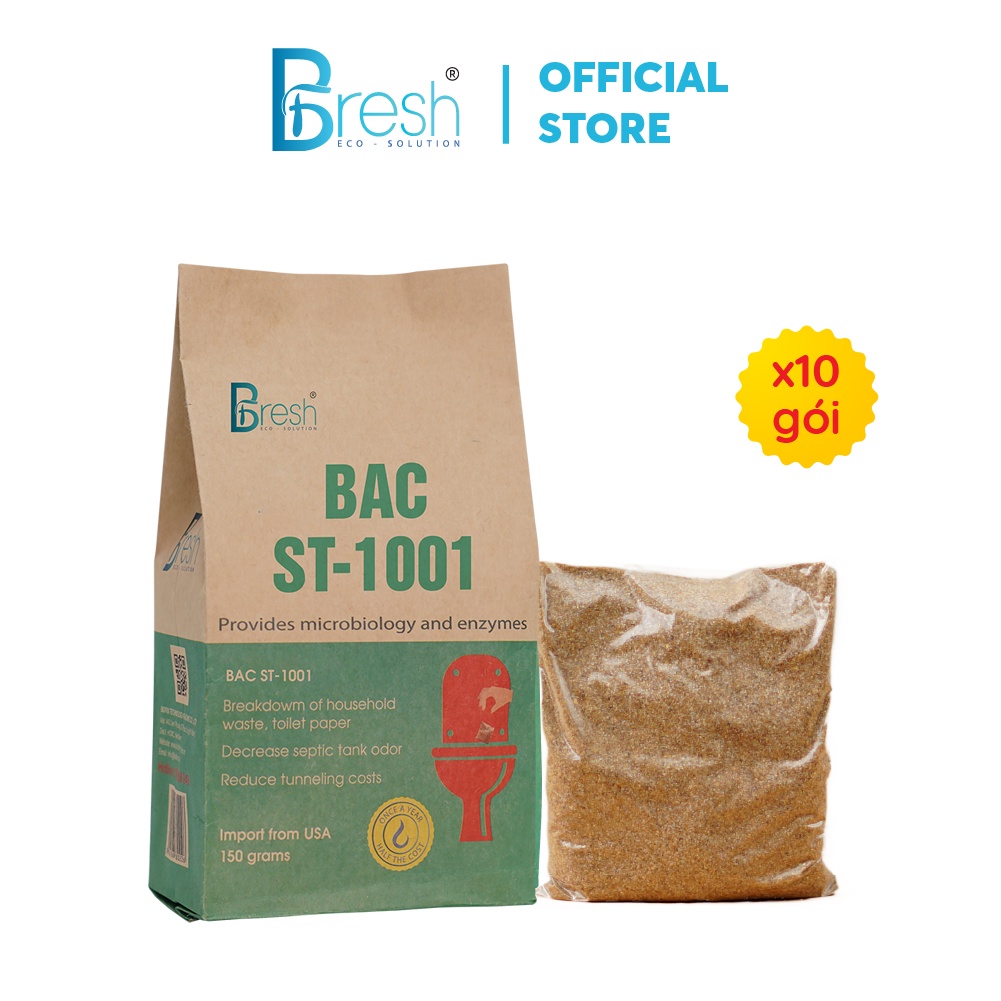 (COMBO 10 GÓI) BFRESH Vi sinh xử lý hầm tự hoại, bể phốt BAC-ST 1001 gói 150 grams