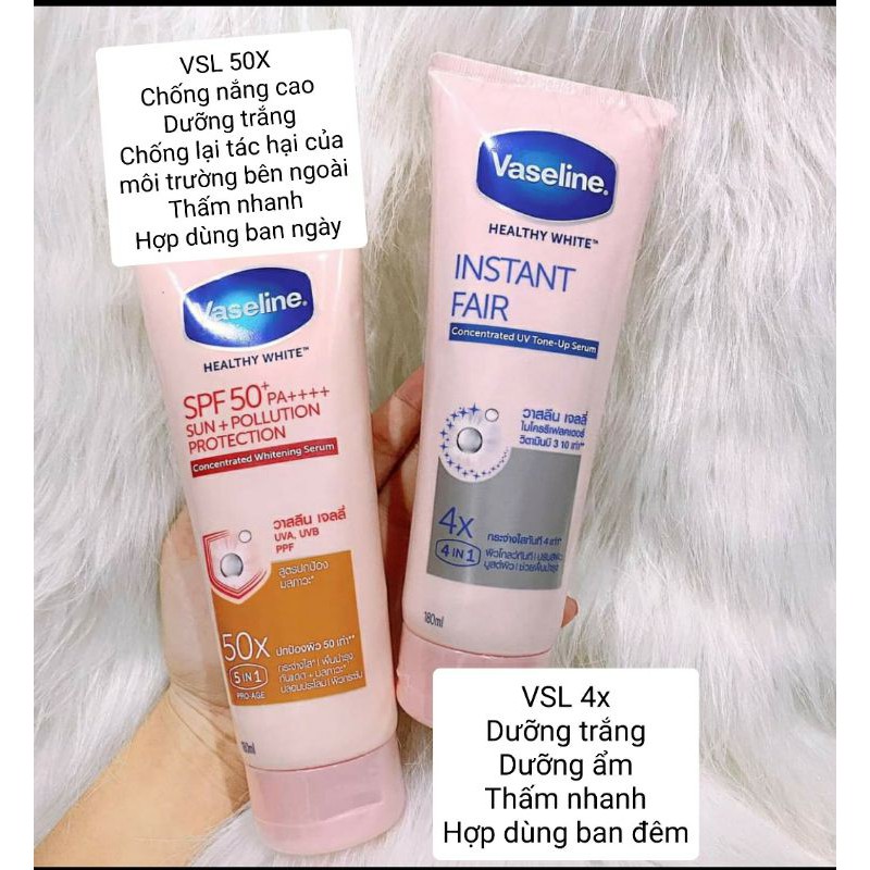 [Hàng siêu thị Thái]Cặp sữa dưỡng thể Vaseline 50x và Vaseline 4x Thái Lan dưỡng trắng da ngày và đêm | BigBuy360 - bigbuy360.vn