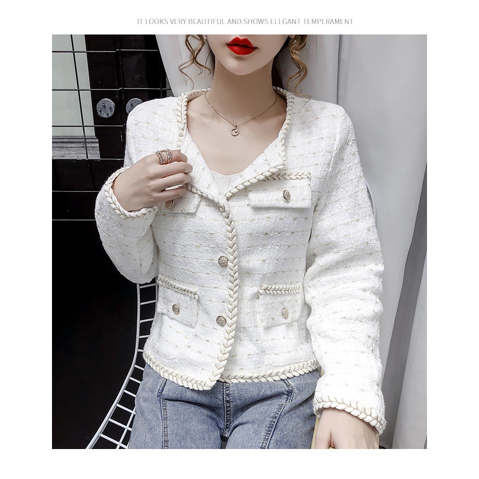 Áo khoác dạ tweed ngắn viền thừng mã VT 81