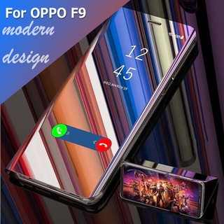 Bao da thông minh có nắp lập tích hợp kính màn hình sang trọng cho điện thoại OPPO F5 F7 F9