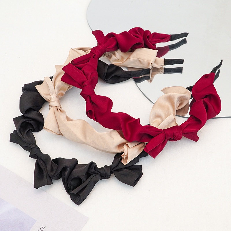 Băng đô nơ xếp ly màu sắc Retro