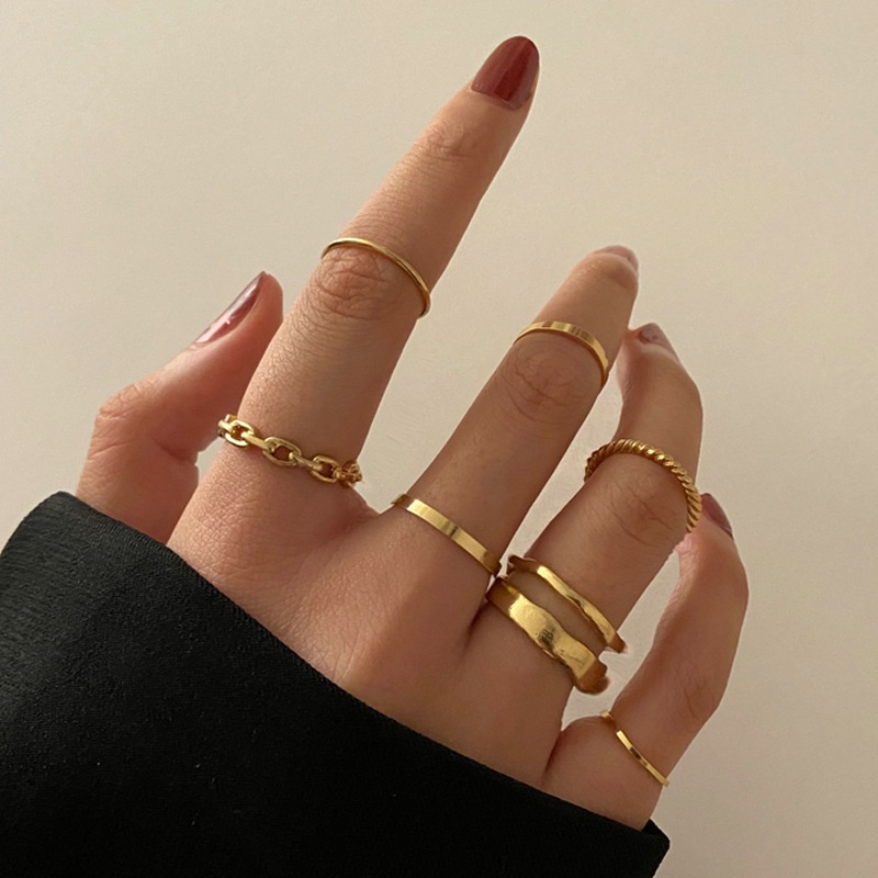 Bộ nhẫn kim loại cá tính Hàn Quốc