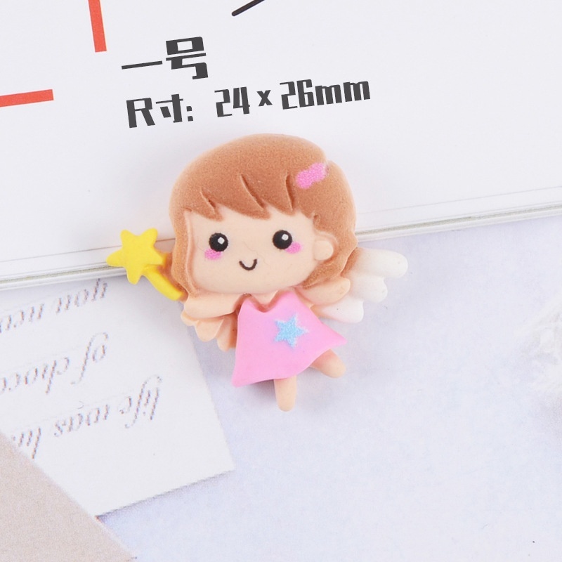 Set 10 Miếng Nhựa Phẳng Hình Thiên Thần Dễ Thương Trang Trí Cài Tóc