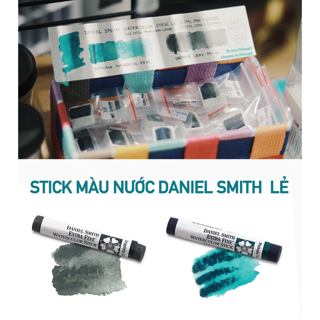 Daniel Smith Watercolour Stick (stick nguyên hoặc half-pan cắt lẻ) mua 3+ stick tặng 1 case