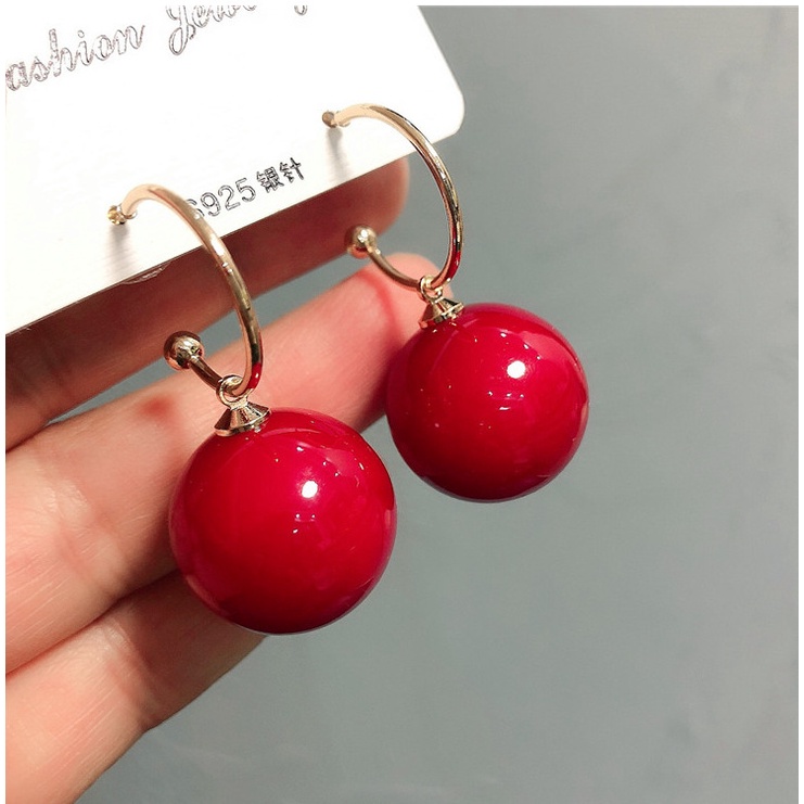 Bông Tai Hình Tròn Đính Ngọc Trai Lấp Lánh Phong Cách Hàn Quốc Mới Cho Nữ