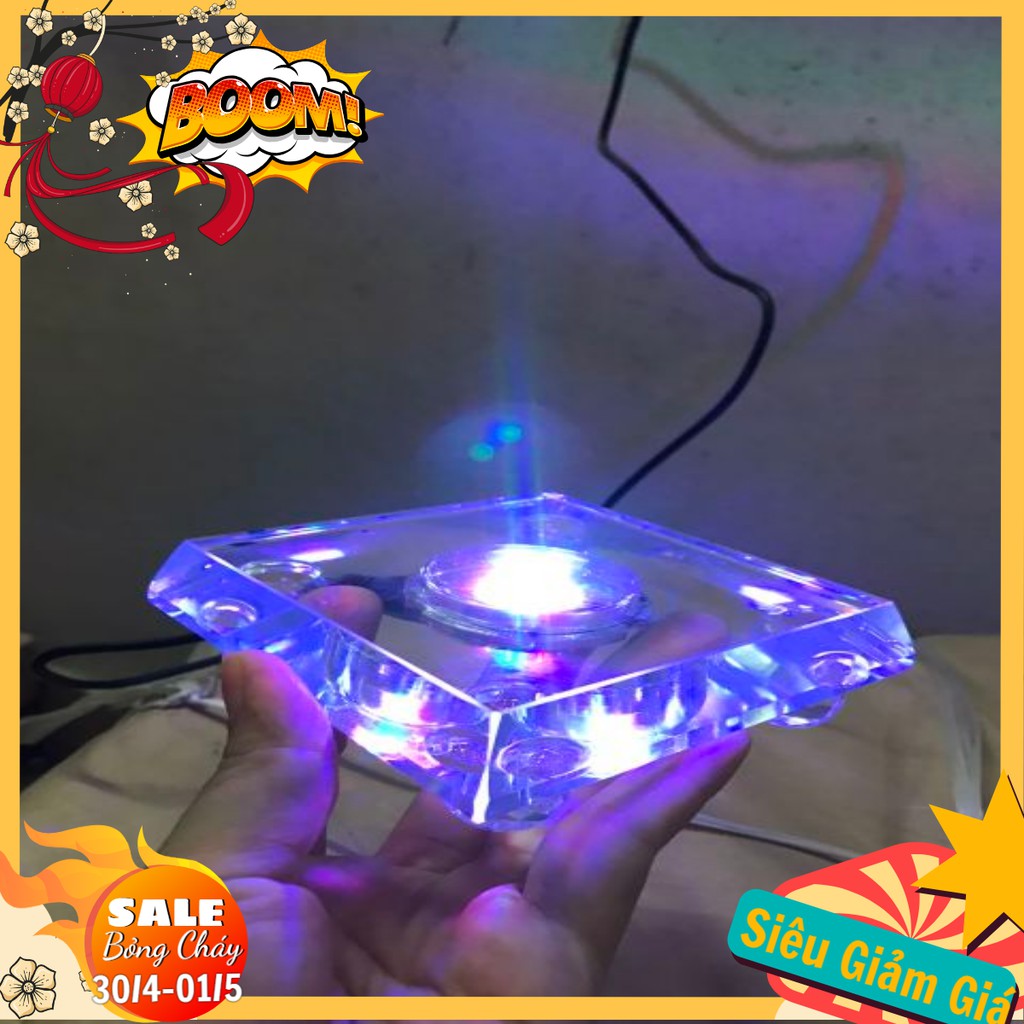 Đế đèn led ⌛freeship⌛️pha lê đổi màu làm sáng tượng, trang trí size 15x15x3cm