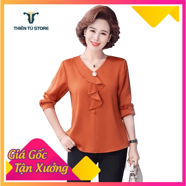 Áo sơ mi nữ trung niên Thiên Tú kiểu dáng tinh tế sang trọng , chất liệu voan thoáng mát dễ chịu thấm hút mồ hôi tốt