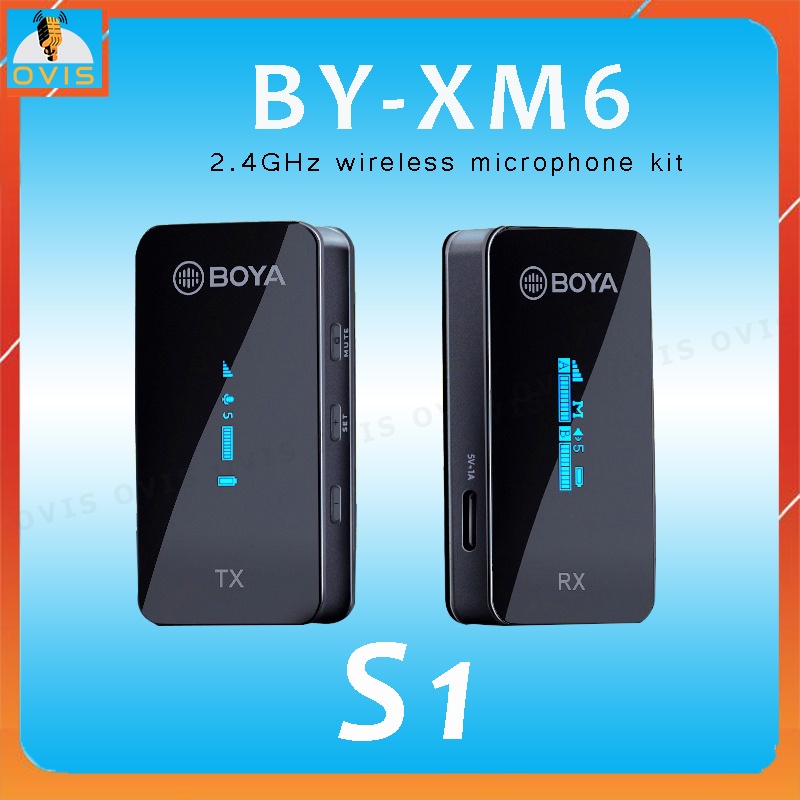 Boya BY-XM6 - Micro Cài Áo Không Dây 2.4GHz, Phạm Vi 100m, Màn Hình OLED Dành Cho Smartphone, Laptop, Máy Ảnh