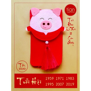 TÚI ĐEO LÌ XÌ  HANDMADE 12 CON GIÁP: HỢI