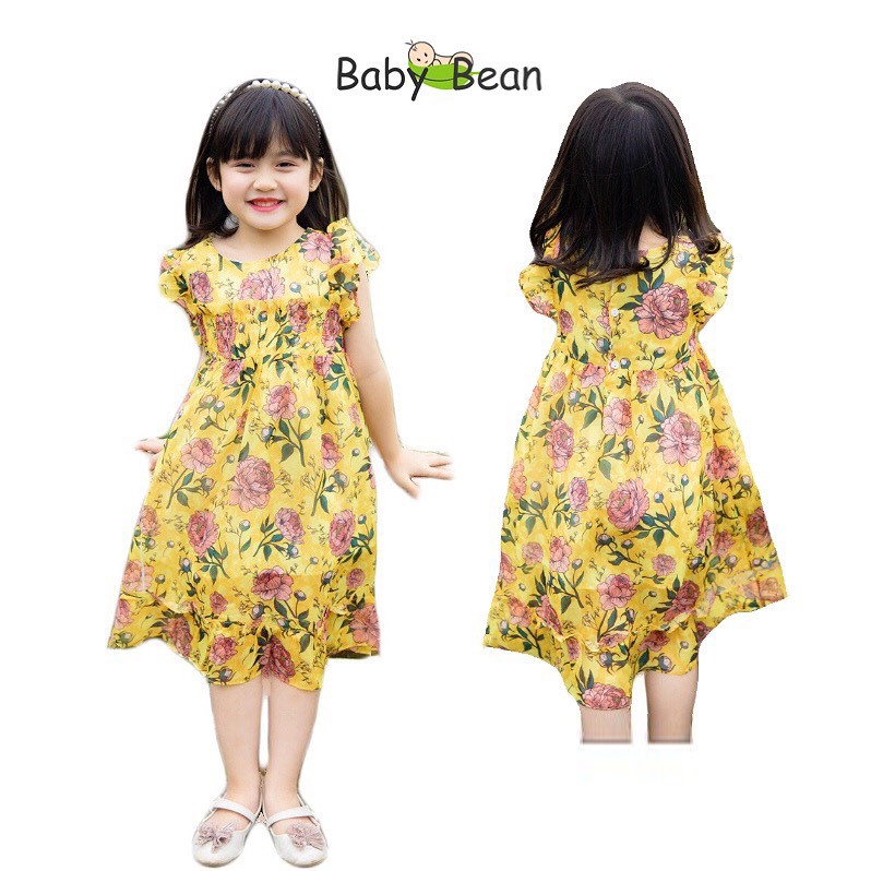 Đầm Tơ Giấy Tay Bèo Cao Cấp Bé Gái BabyBean