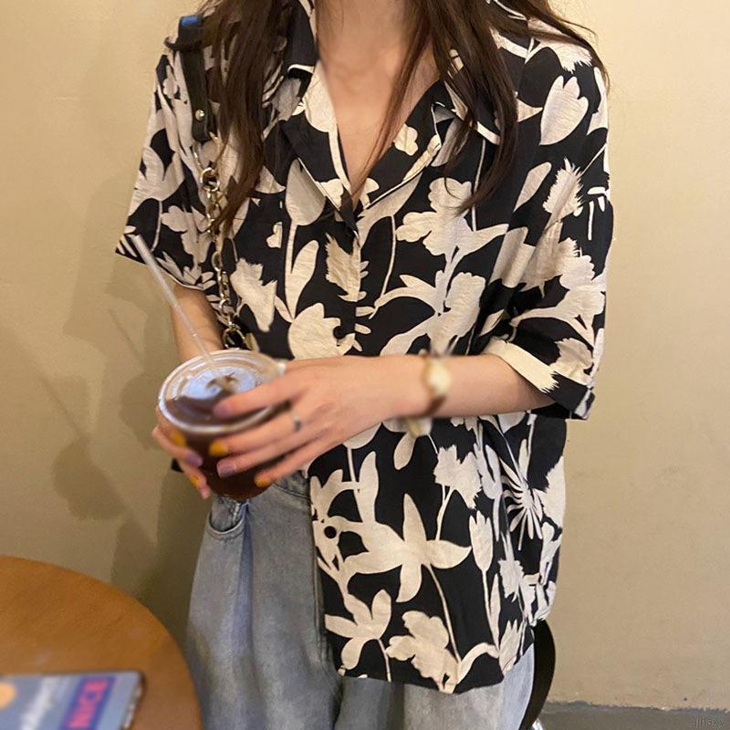 Áo Sơ Mi Ngắn Tay In Họa Tiết Phong Cách Hàn Quốc Dành Cho Nữ