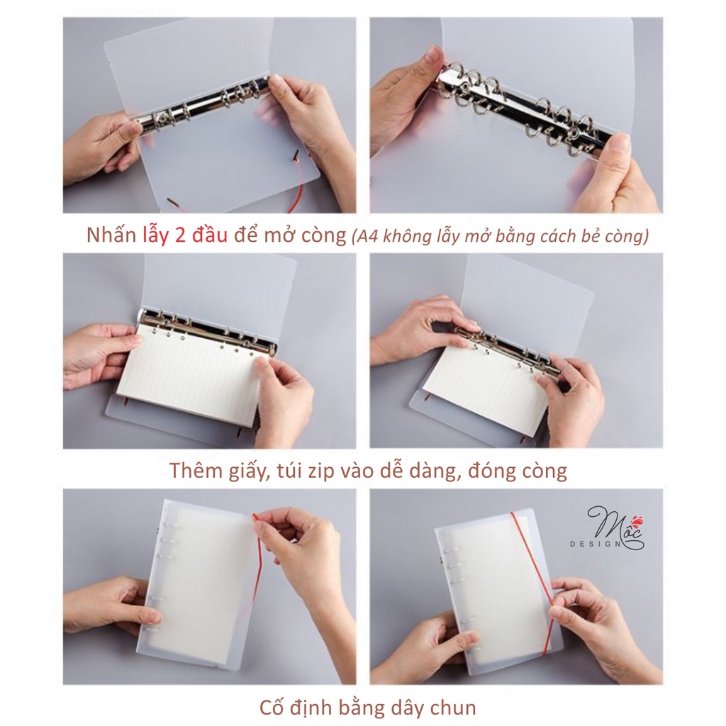 Bìa còng nhựa CỨNG mờ A4 B5 A5 A6 - Bullet journal planner