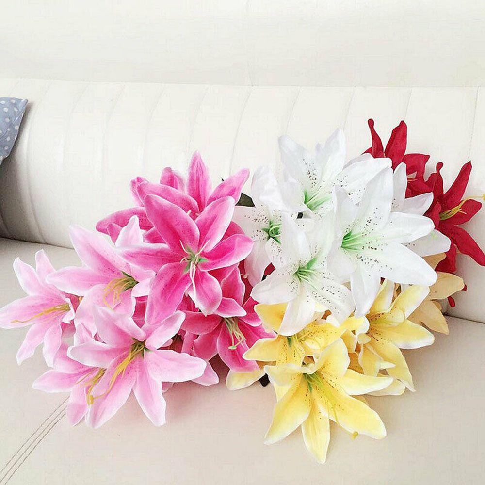 Bó Hoa Lily Giả 10 Bông Nhiều Màu Sắc Chất Lượng Cao