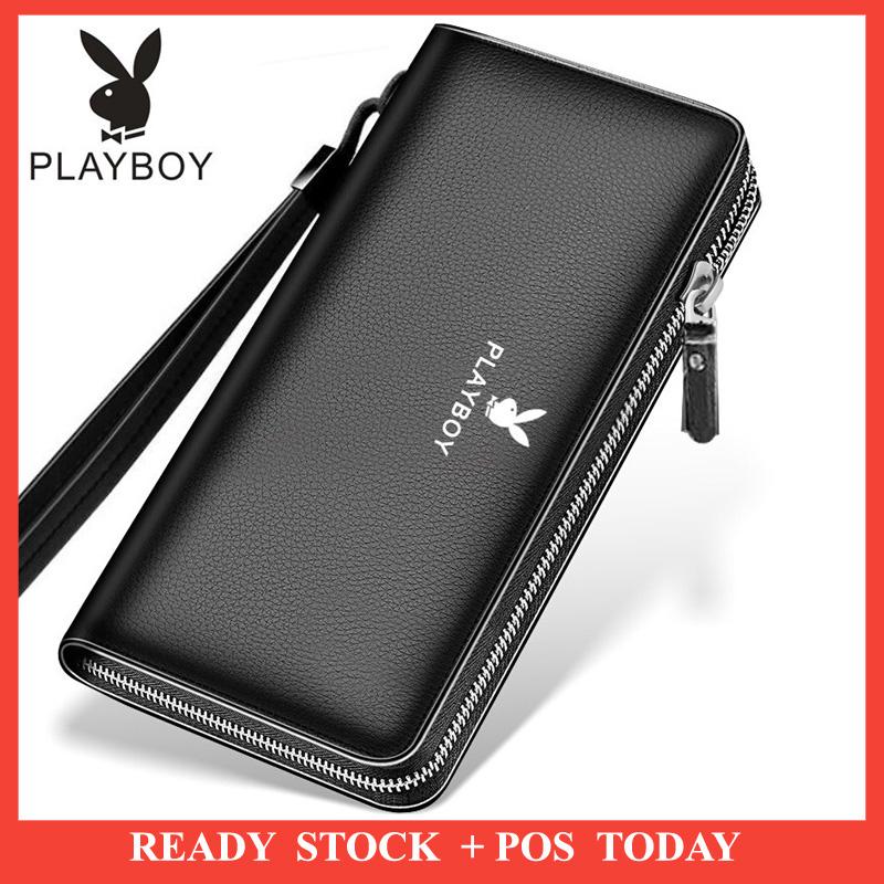 Freeshipping Playboy Nam Ví Dài Dây Kéo Ví Da Kinh Doanh Ly Hợp Túi Xách