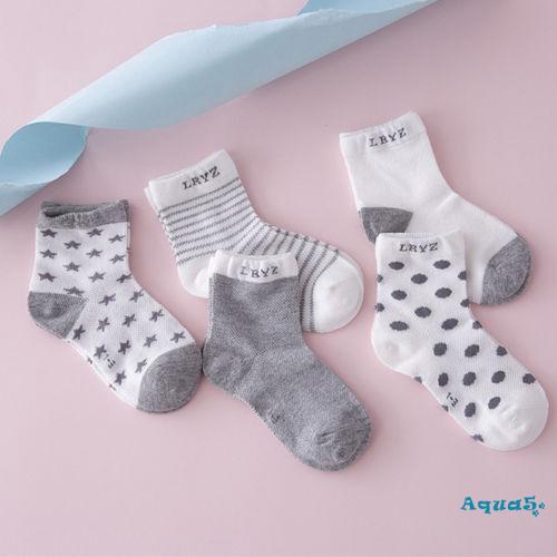 Set 5 Đôi Tất Cotton Hoạ Tiết Kẻ Sọc Cho Bé