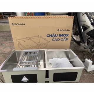Chậu đúc handmade sơn hà 2 hố lệch hm.x.2l.82.2.2