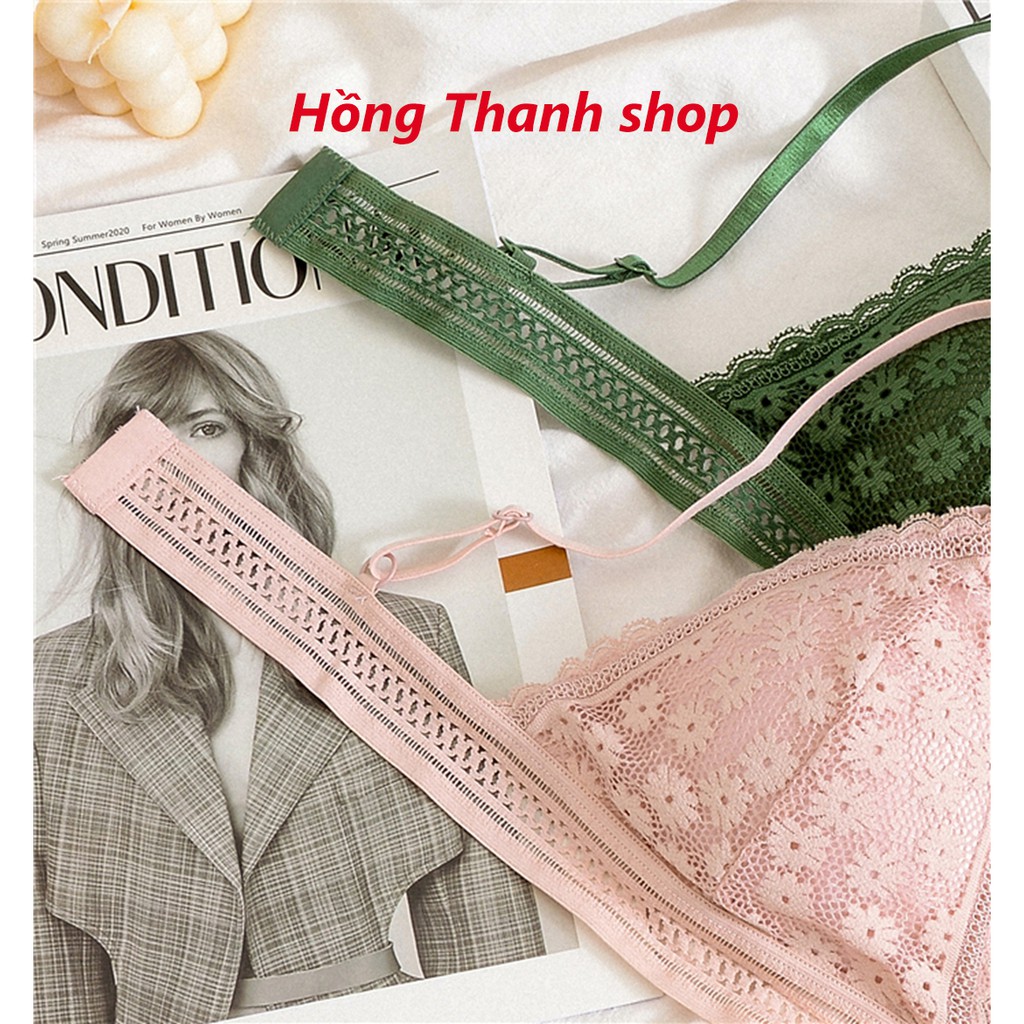 (SIÊU RẺ) Áo ngực Bralette ren mềm có mút lót cotton siêu mát - không gọng - Bra ren hoa cúc ko gọng kiểu Pháp