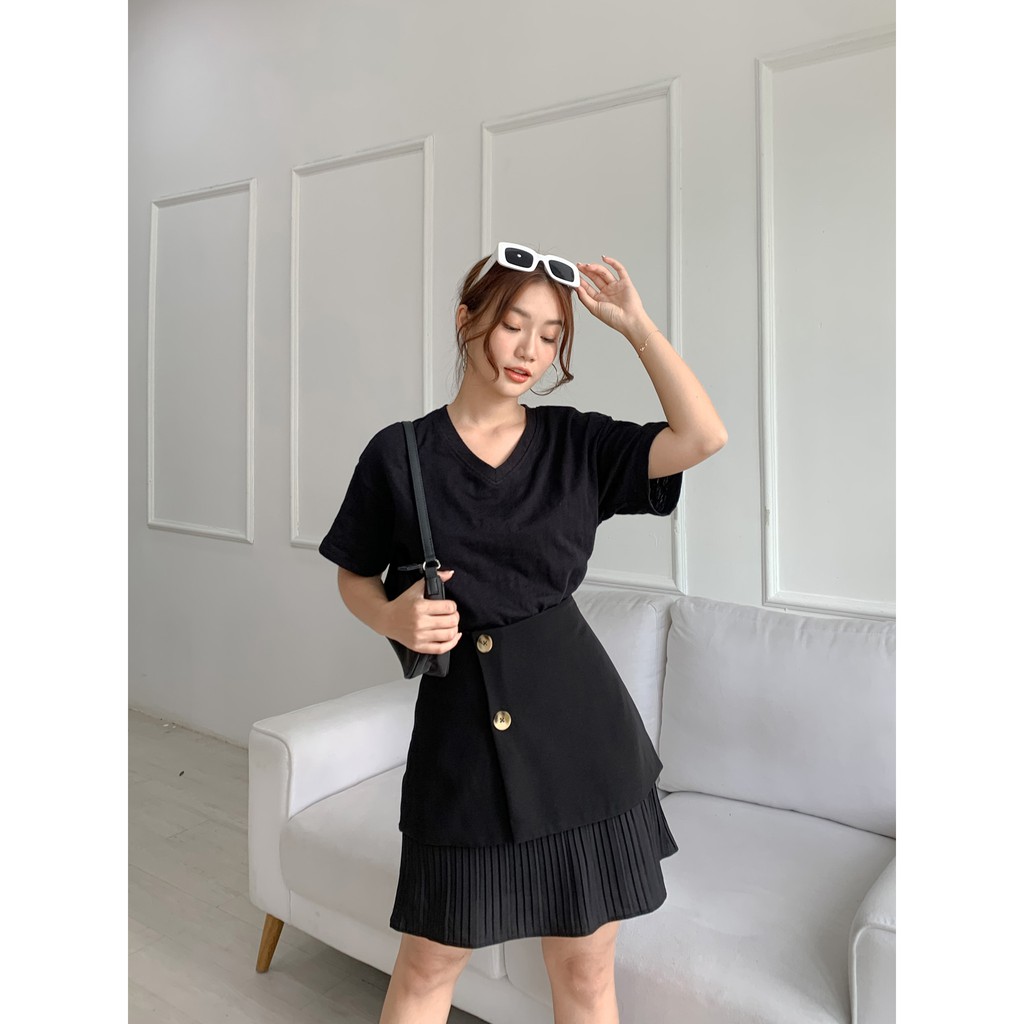 Chân váy kiểu hai lớp đính nút | Goût De Jun | YOKO SKIRT | BigBuy360 - bigbuy360.vn