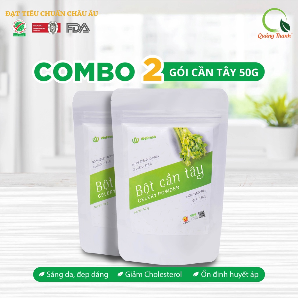 Combo Gói Bột Cần Tây Quảng Thanh 50g - Sáng da, đẹp dáng, detox cơ thể