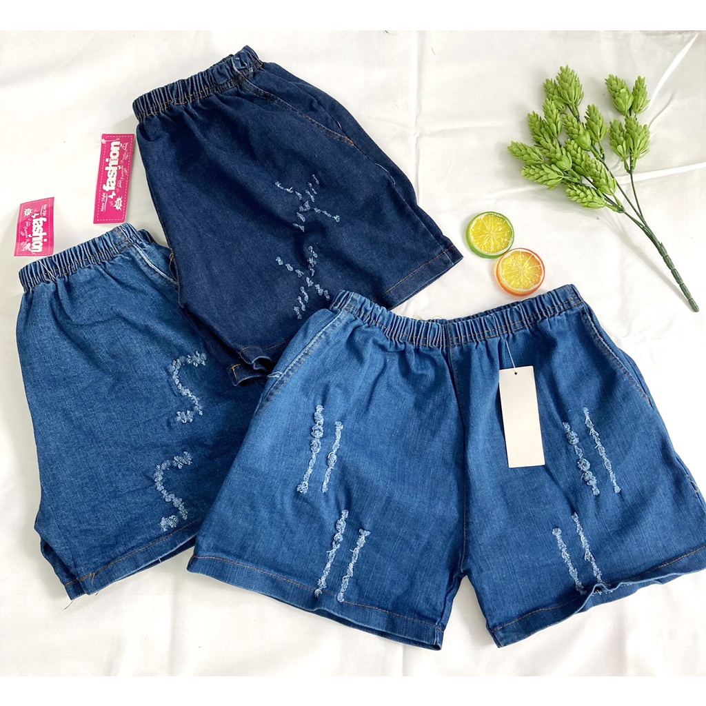 |FAMARAL2 giảm 10k cho đơn 50k|Quần đùi bé gái freesize từ 38-42kg quần short jean tua lai bầu wash rách - QG05