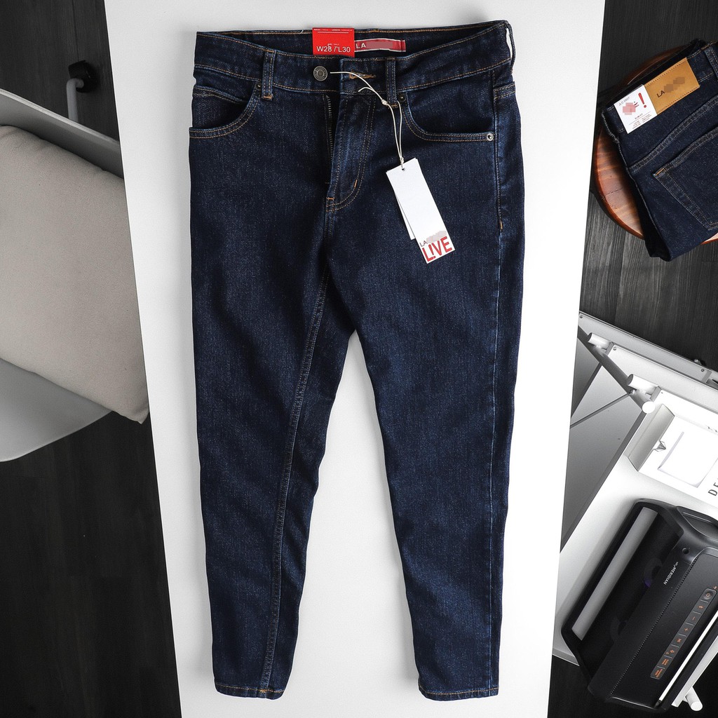 Quần Jean Nam LCST giặt chân xanh (Form Slimfit.chất vải co dãn,ống 15-18cm,Hàng VNXK)-210424