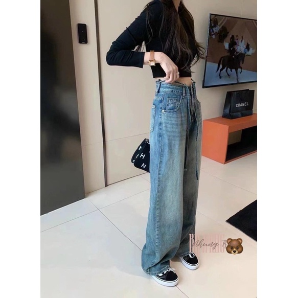 Mã 3266-672(Sớ chun eo) QUẦN JEAN SUÔNG MÀI BUỘC DÂY