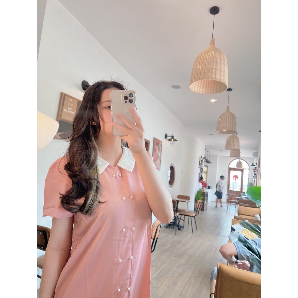 Đầm bầu ngắn tay M258 chất cát hàn thời trang thiết kế freesize từ 45 đến 70kg