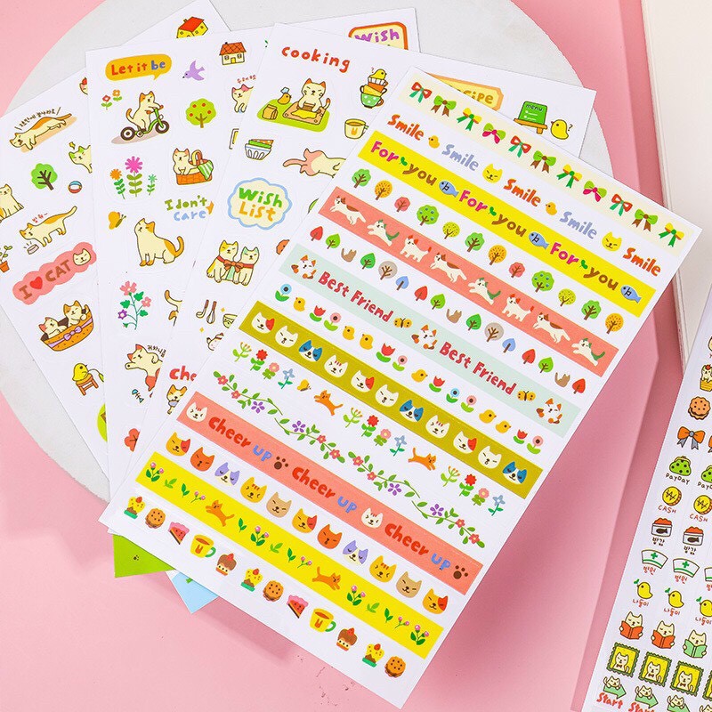 Set 6 sticker dán cún, thỏ dễ thương