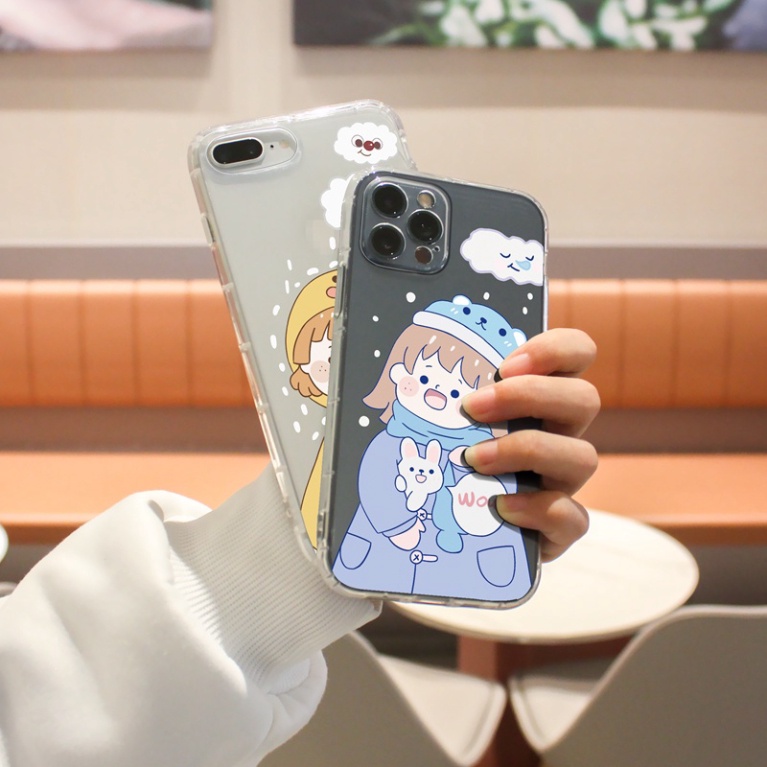 Ốp lưng iphone 6, 6s plus, 7 8 Plus, X, XS, XR, XSMAX, 11, 12, 13 PROMAX TRONG SUỐT EM BÉ MÙA ĐÔNG PKVN