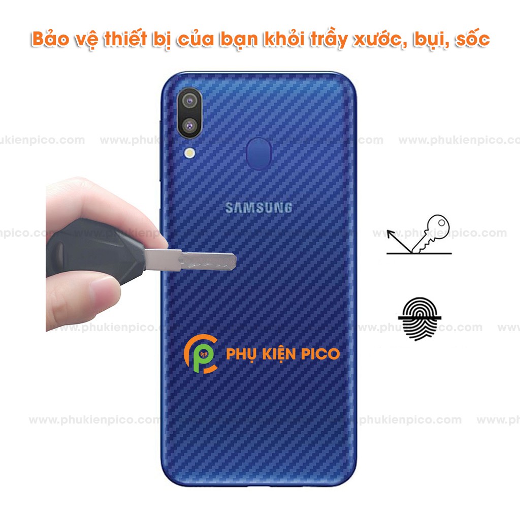 Dán lưng Samsung A30 trong suốt nổi vân Carbon 3D tản nhiệt tốt - Dán lưng vân Carbon Samsung Galaxy A30