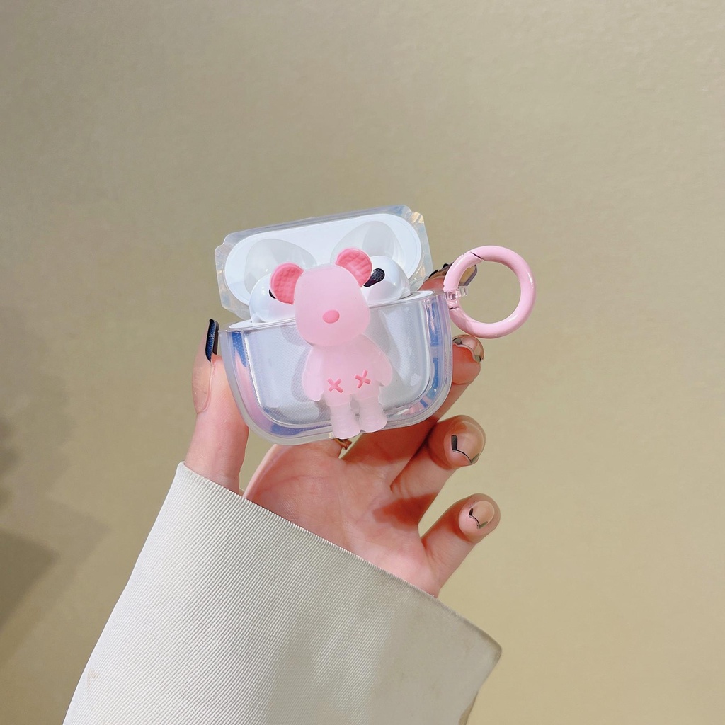 Vỏ Bảo Vệ Hộp Sạc Tai Nghe AirPods 1 2 pro 3 2021 gen3 Bluetooth Không Dây Chất Liệu Silicon IMD Mềm Hình Vuông Họa Tiết Gấu Violent Bear