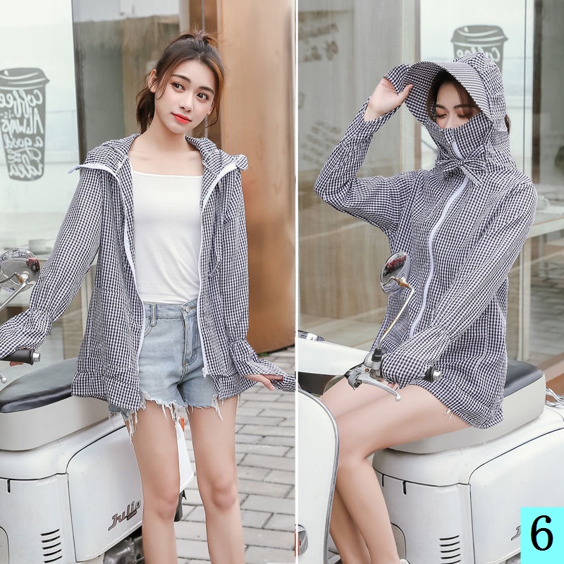 Áo Khoác Cotton Chống Tia Uv Size Lớn Có Mũ Trùm Đầu Chống Tia Uv Phong Cách Mới Mùa Hè Cho Nữ