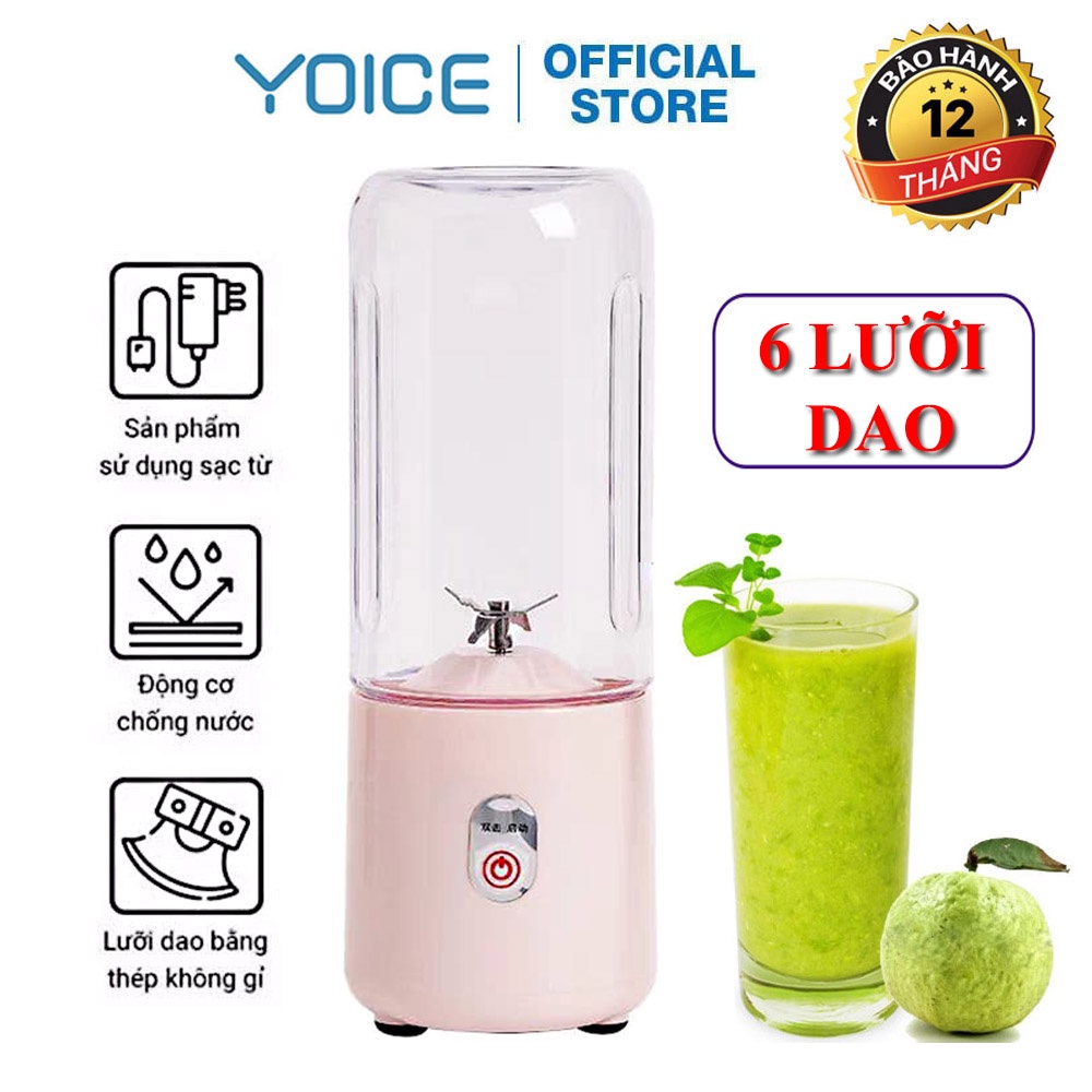Máy xay sinh tố câm tay sạc pin 6 lưỡi YOICE 35W xay mọi loại trái cây, sử dụng mọi nơi - XAY NHỰA