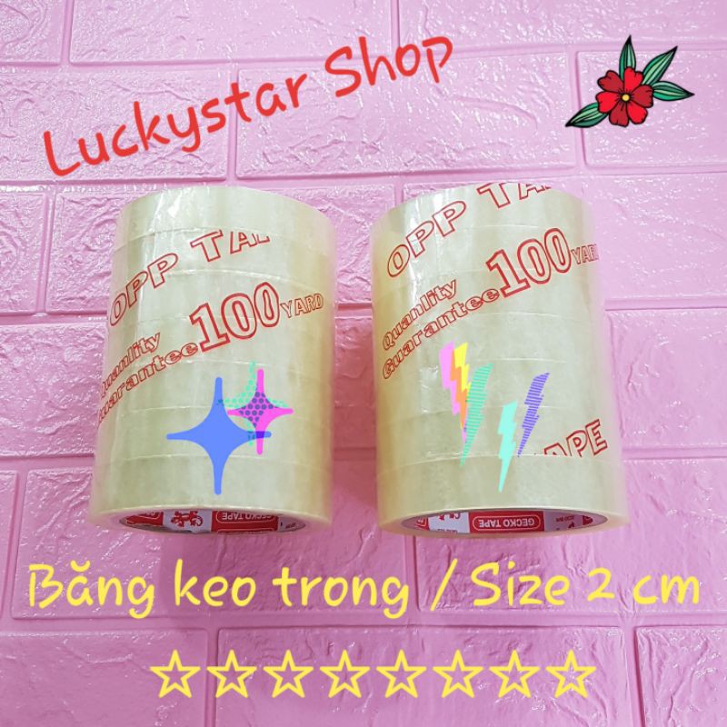 * Băng Keo Trong, size vừa 2cm, nặng 100gr, dán thùng, dán gói quà, giỏ quà tặng Lễ, Tết, tiện dụng.