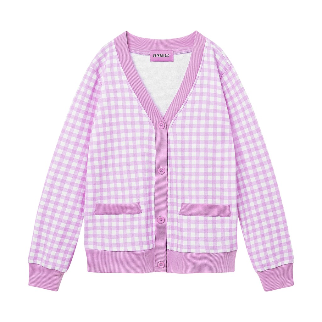 Usthebasic - Áo cardigan hoạ tiết kẻ French Terry Gingham