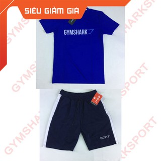 [hàng mới về] Bộ Áo Thun thể thao Gymshark ngang Xanh Quần thể ECHT Logo thêu vải thun poly Xanh than