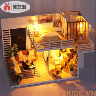 Nhà Búp Bê DIY- Ngôi nhà xinh xắn K031 ( tặng kèm mica+ keo)