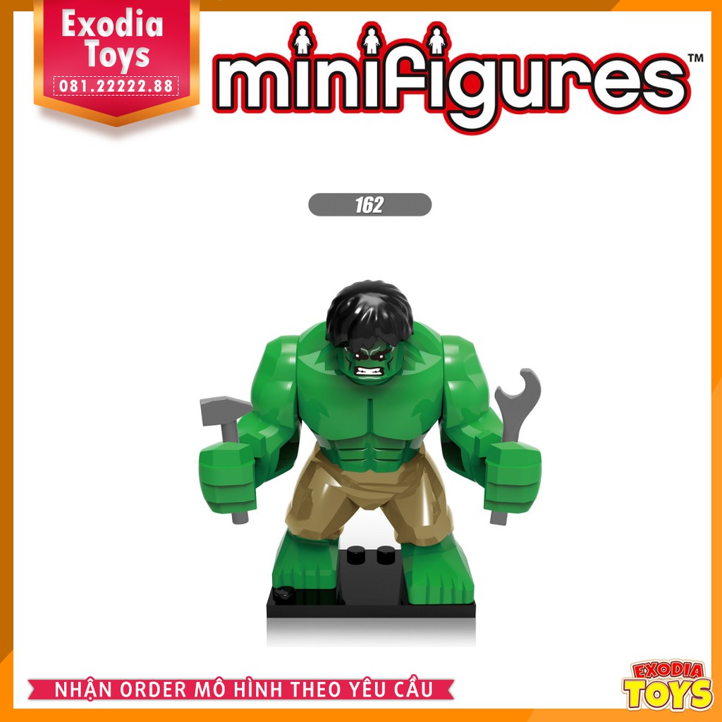 Xếp hình Bigifigure Marvel Avengers Siêu anh hùng Hulk Người Khổng Lồ Xanh - Đồ Chơi Lắp Ghép Sáng Tạo - X160-163