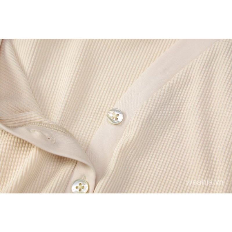 Jumpsuit tay dài cổ chữ V phối nút thời trang quyến rũ cho nữ