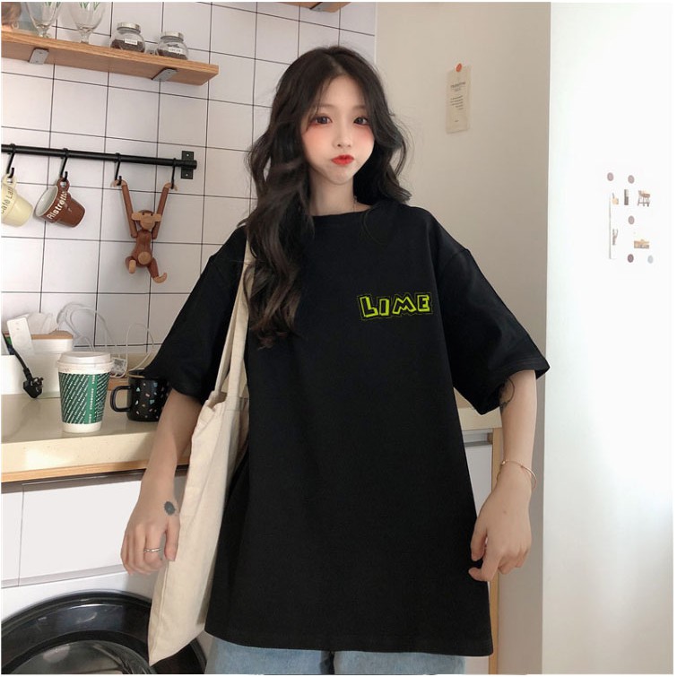 Áo thun LIME basic tee unisex tay lỡ nam nữ 2 màu trắng đen chất đẹp form rộng - áo phông nam nữ đơn giản streetwear | BigBuy360 - bigbuy360.vn