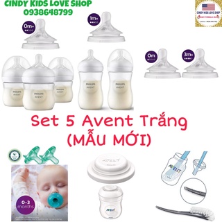Gift Set Bình Sữa Avent Philip (2 bình 260ml,3 bình 160ml, 2 núm ti, 2 núm ngậm,1 bàn chải rửa bình)