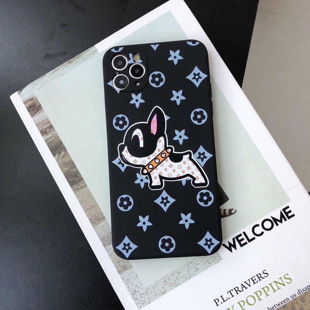 Ốp Lưng Iphone Cạnh Vuông,Bảo Vệ Camera In Hình Cún LV Ip 7plus,8plus,x,xs,xsmax,11,11pormax,12,12promax,13,13promax