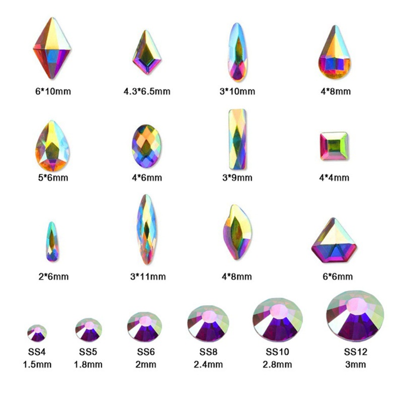 1 Bộ Dụng Cụ Trang Trí Móng Tay Nghệ Thuật Kính Nhiều Hình Dạng Kèm Bút Chấm + Nhíp Chấm Bi