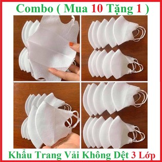 [10 TẶNG 1] Khẩu Trang Vải Không Dết 3 Lớp - Khẩu trang Kháng Bụi Khuẩn Thoán Khí Chống Thấm, Tái Sử Dụng 10 Lần Giặc