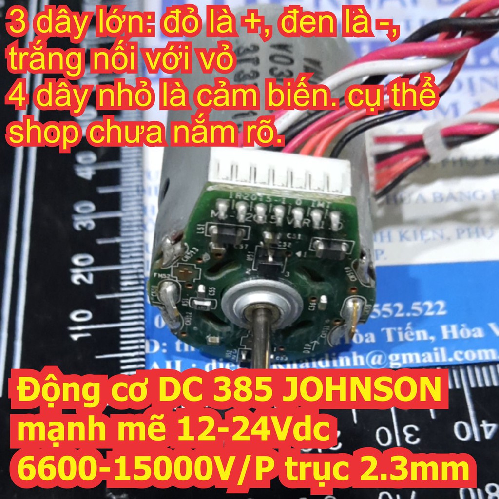 Động cơ DC 385 JOHNSON mạnh mẽ 12-24Vdc 6600-15000V/P trục 2.3mm kde7038