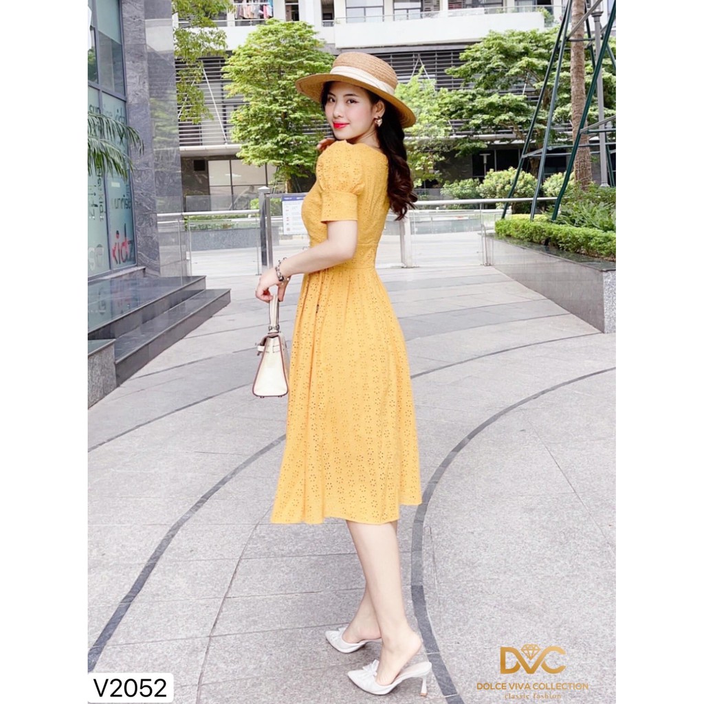 VÁY REN XÒE CỔ V - HÀNG THIẾT KẾ DVC | BigBuy360 - bigbuy360.vn